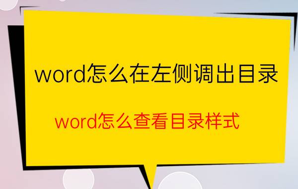 word怎么在左侧调出目录 word怎么查看目录样式？